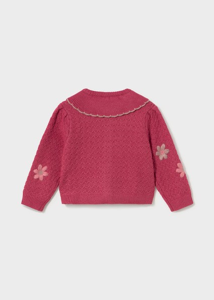 Cardigan tricot fiori ricami