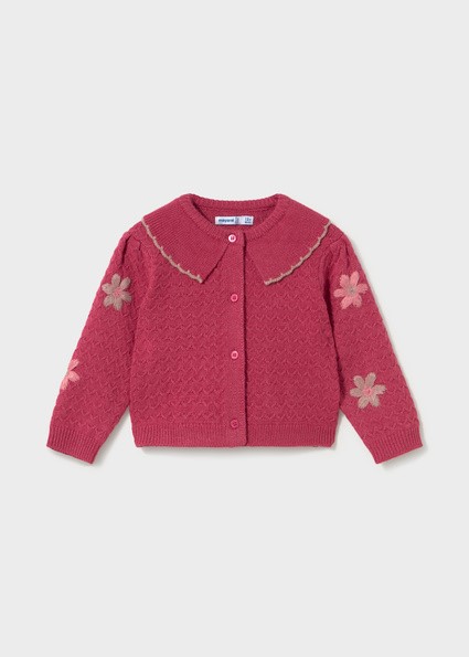 Cardigan tricot fiori ricami