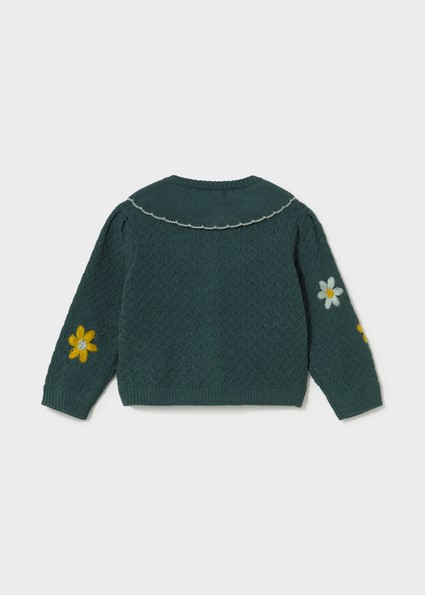 Cardigan tricot fiori ricami