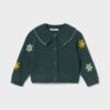 Cardigan tricot fiori ricami