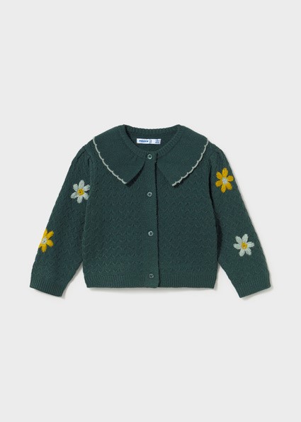 Cardigan tricot fiori ricami