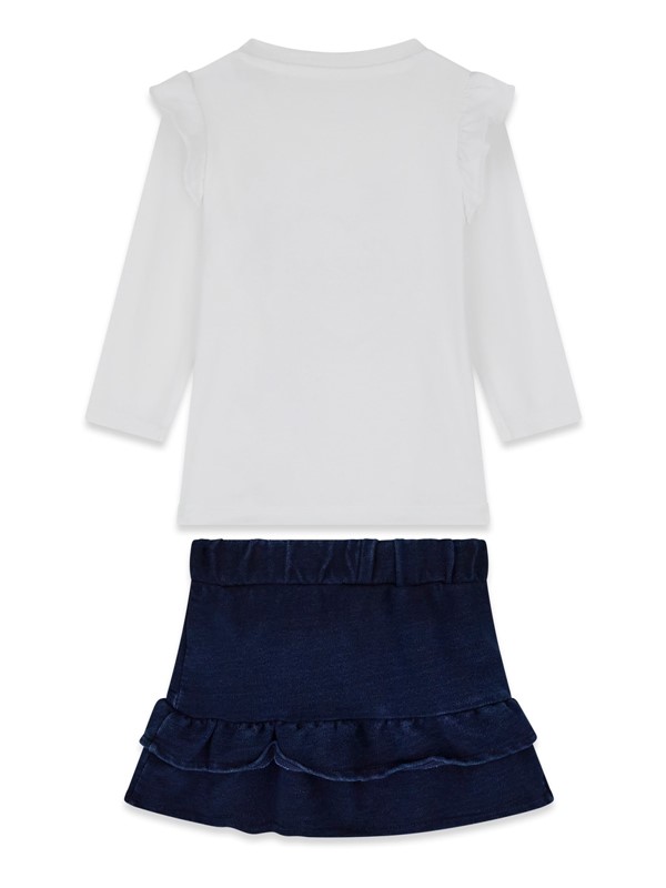 Set ls t-shirt+knit denim skir
