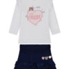 Set ls t-shirt+knit denim skir