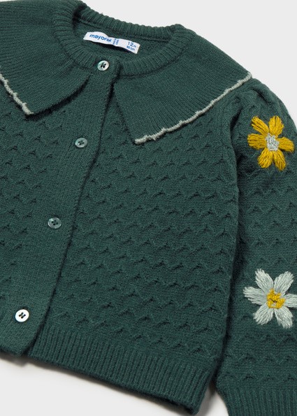 Cardigan tricot fiori ricami
