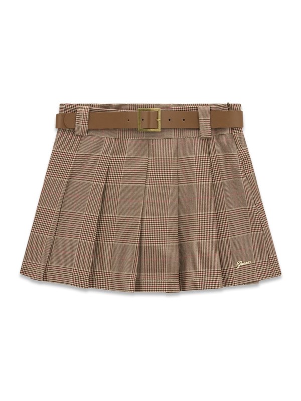 Glen plaid pleated mini skirt