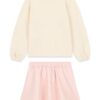 Set: ls sweater top+ pu leathe