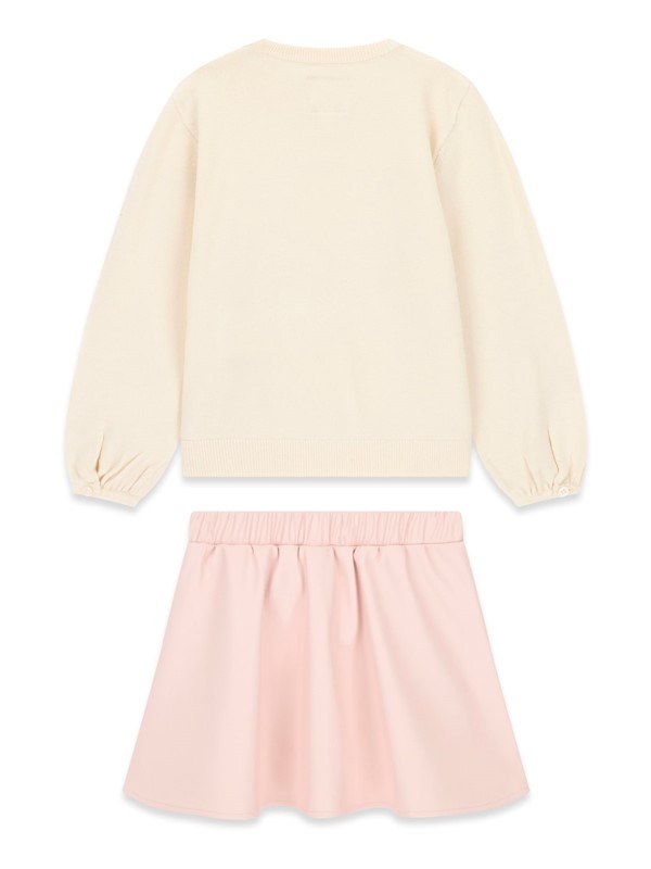 Set: ls sweater top+ pu leathe