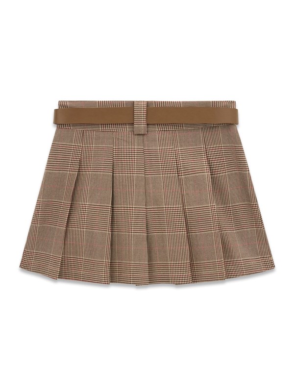 Glen plaid pleated mini skirt
